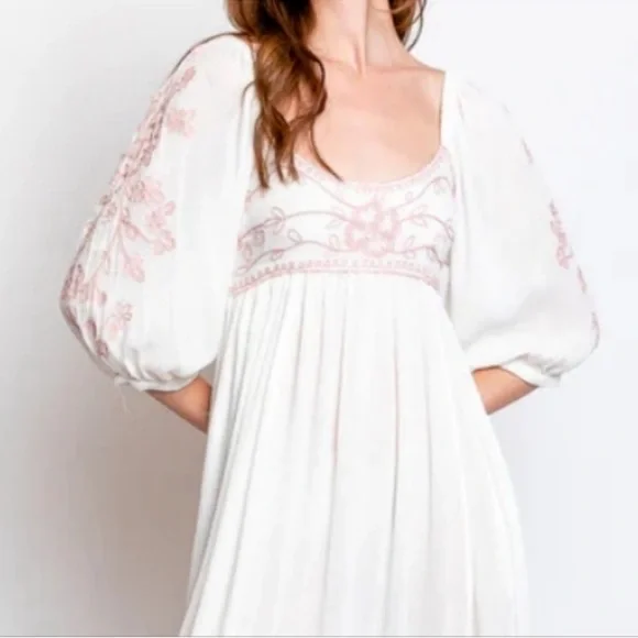 NWT Free People Wedgewood Dress in Ivory Size Large - Picture 4 of 5